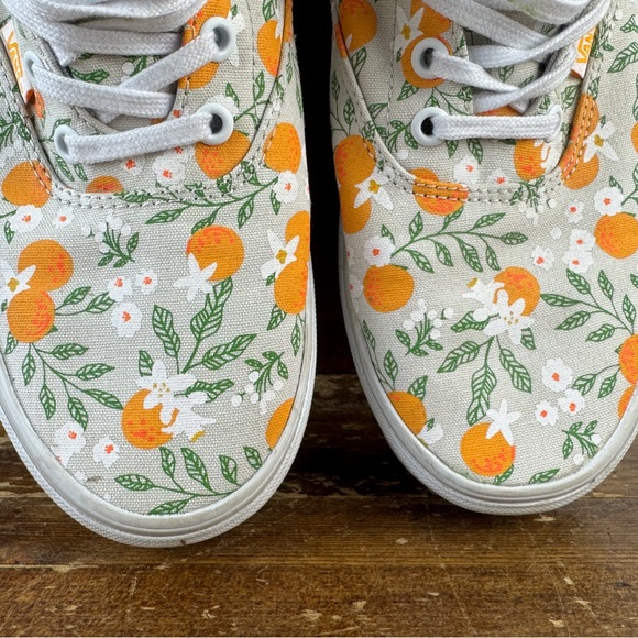 Vans White and Orange Floral Sneakers Women’s 9.5 - Picture 6 of 12